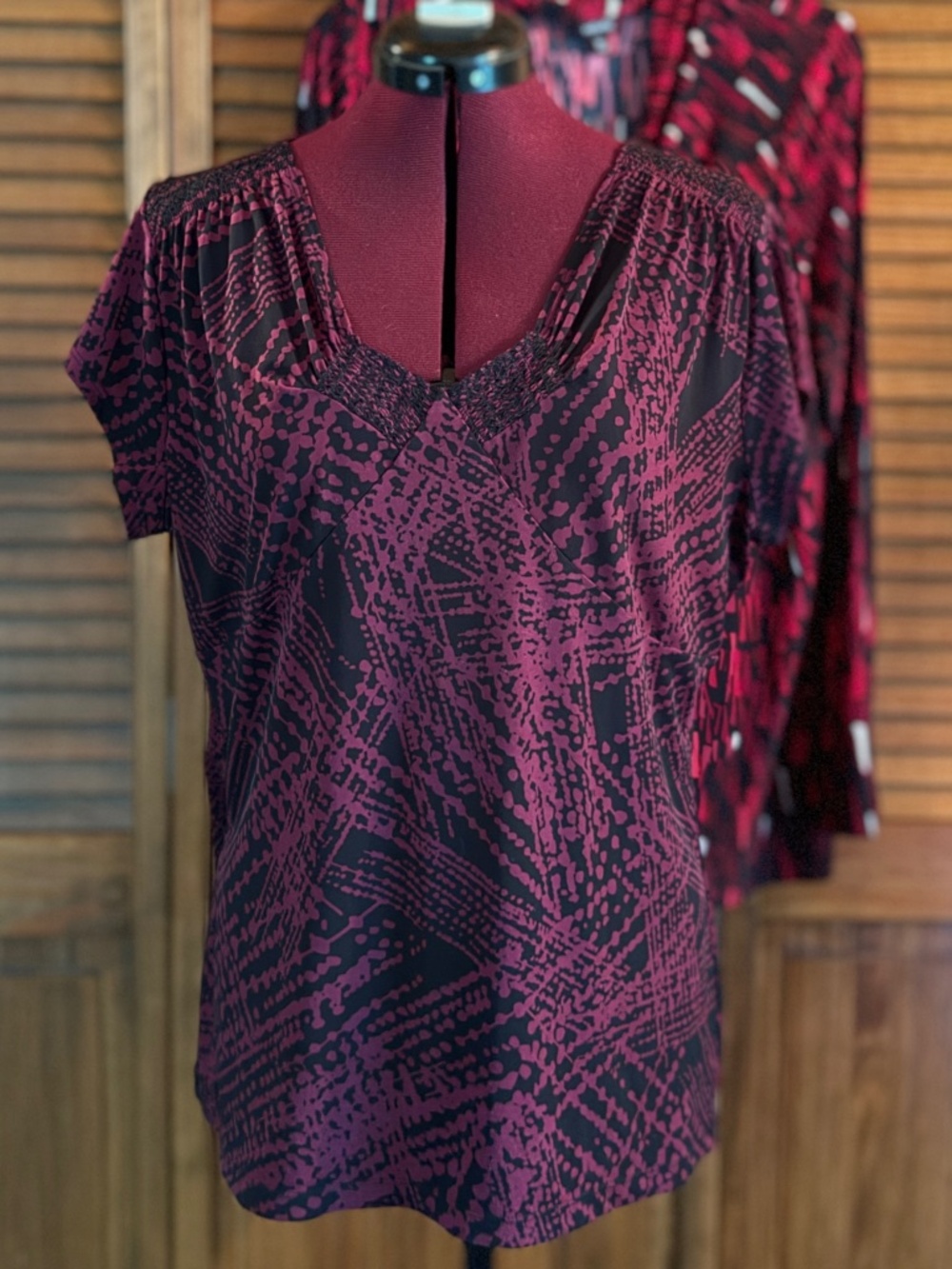 Bundle 2 Liz & Co.& rafaella Top Women’s Red Black L&S Sleeves Blouse Stretch XL